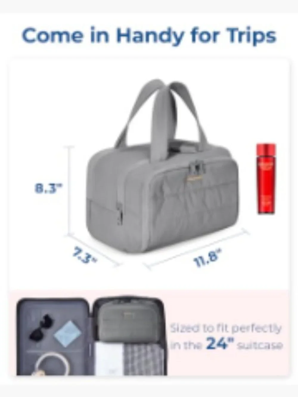 Large Wide-Open Toiletry Bag with Handle - Water-Resistant Travel Cosmetic
